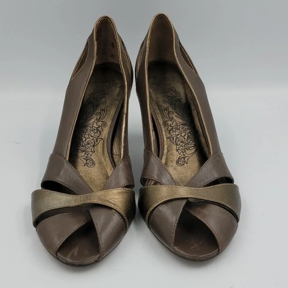 Matisse peep toe leather pumps Sz 8.5 Brown Pewter